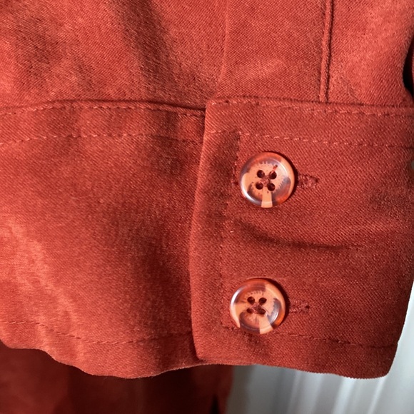 Denim & Co. Suede Button Down Shacket Burnt Orange Plus Size 2x Shirt Jacket - Picture 6 of 8